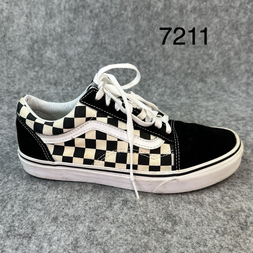 Vans Old Skool Checkerboard Black White Suede Canvas Skate Shoes Men 6.5 Women 8